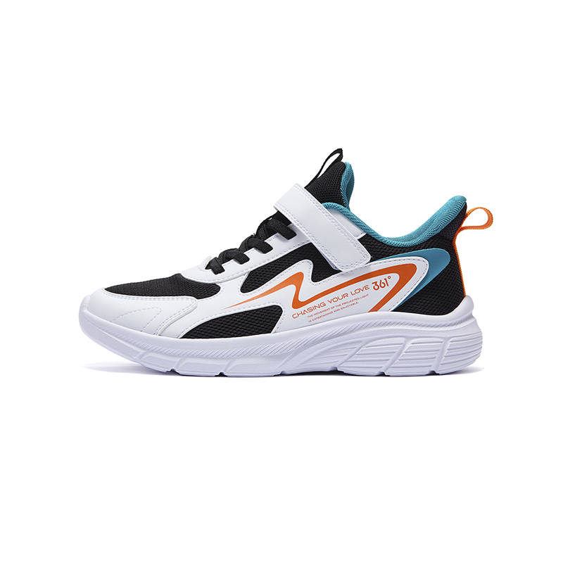 361°KIDS Synthetic Leather, Textile Low top Running Shoes Black White Unisex