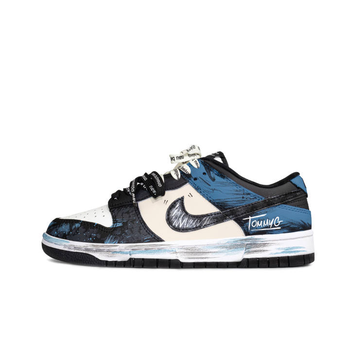 Nike Nike Dunk Liberty Coast Synthetic Leather Slip Resistant Lightweight Cushioning Low top Skateboard Shoes Black Blue