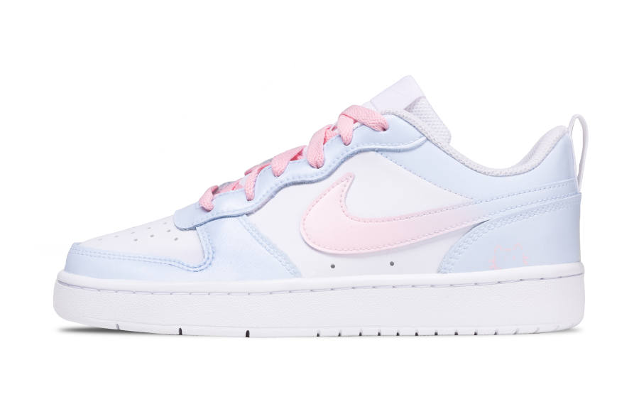 Nike Nike Court Borough Blue Foam Milk Meow Leather Slip Resistant Cushioning Kids' Skateboarding Shoes Blue Pink Teenagers