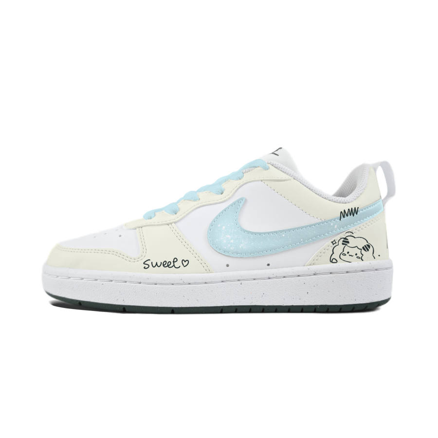Nike Nike Court Borough LOW RECRAFT Slip Resistant Abrasion Resistant Kids' Skateboarding Shoes Light Green Teenagers