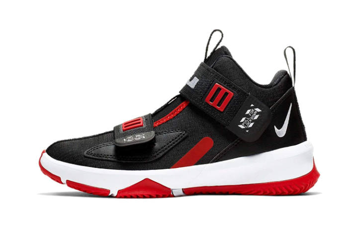 Nike Nike Lebron 13 Slip Resistant Abrasion Resistant Low top Children's Basketball Shoes Black Red