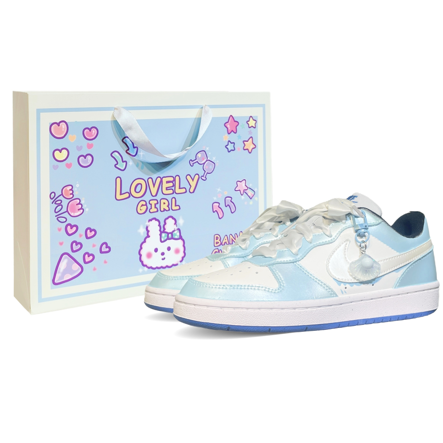 Nike Nike Court Borough Low 2 Low top Kids' Skateboarding Shoes Light Blue Teenagers