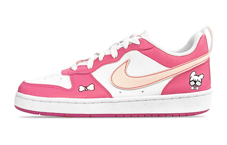 Nike Nike Court Borough Dog Bone Slip Resistant Abrasion Resistant Low top Kids' Skateboarding Shoes White Pink