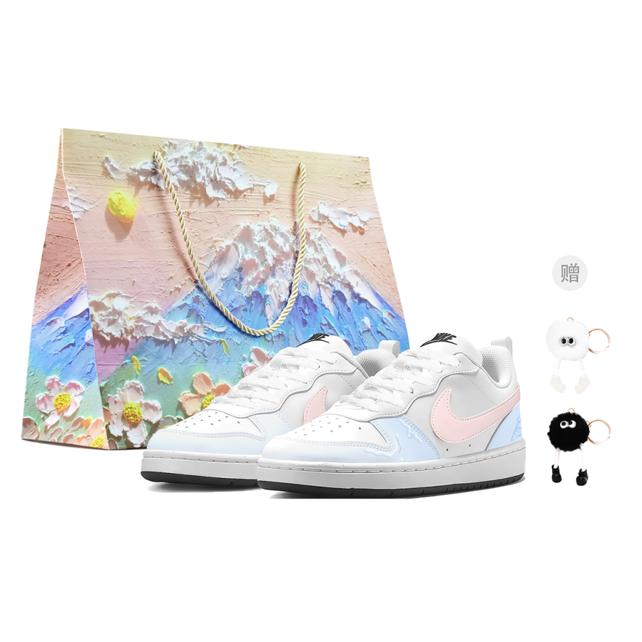 Nike Nike Court Borough Conch Abrasion Resistant Abrasion Resistant Low top Kids' Skateboarding Shoes Blue Pink Teenagers