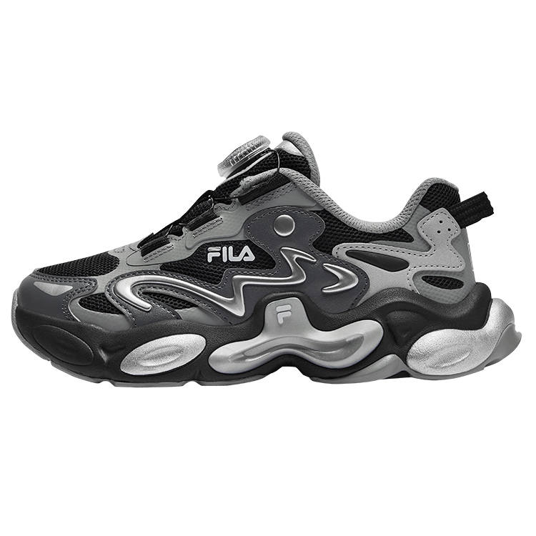 FILA KIDS BOA Slip Resistant Cushioning Abrasion Resistant Rebound Low top Running Shoes Black/Castle Gray Kids'