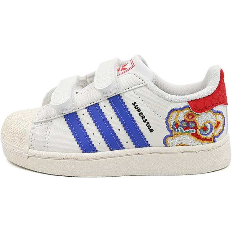 Adidas Originals SUPERSTAR Comfortable Abrasion Resistant Low top Toddler Shoes White Blue Infant And Toddler