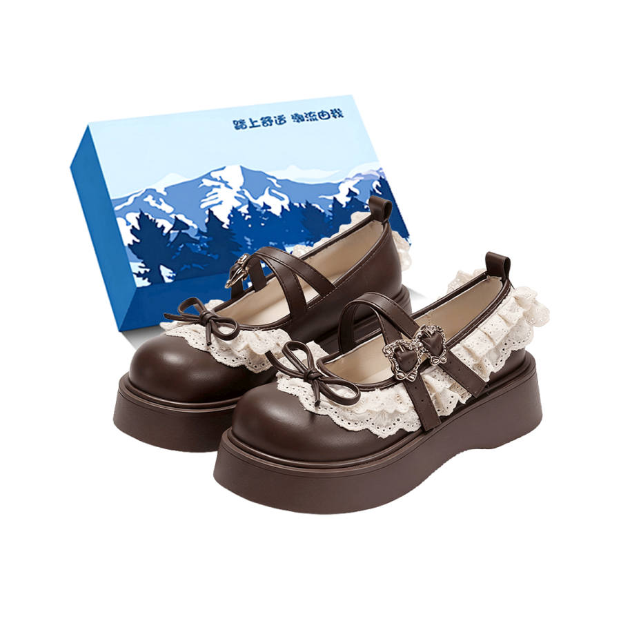 XIAOLUMILI Pu Platform Mary Jane Shoes Women's