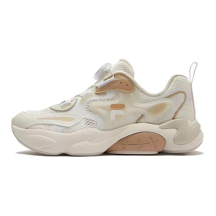 FILA KIDS Slip Resistant Abrasion Resistant Low top Kids' Running Shoes Milk White
