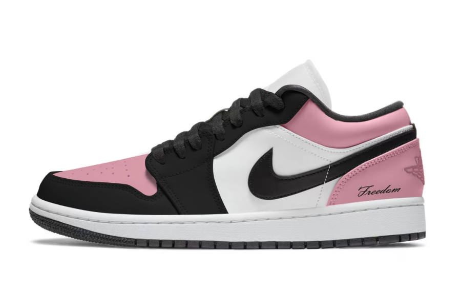 Jordan Jordan Air Jordan 1 Black Pink Toes Synthetic Leather Abrasion Resistant Low top Children's Basketball Shoes Pink
