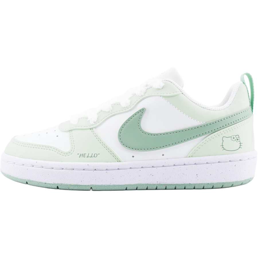 Nike Nike Court Borough Slip Resistant Abrasion Resistant Low top Kids' Skateboarding Shoes White Green Teenagers