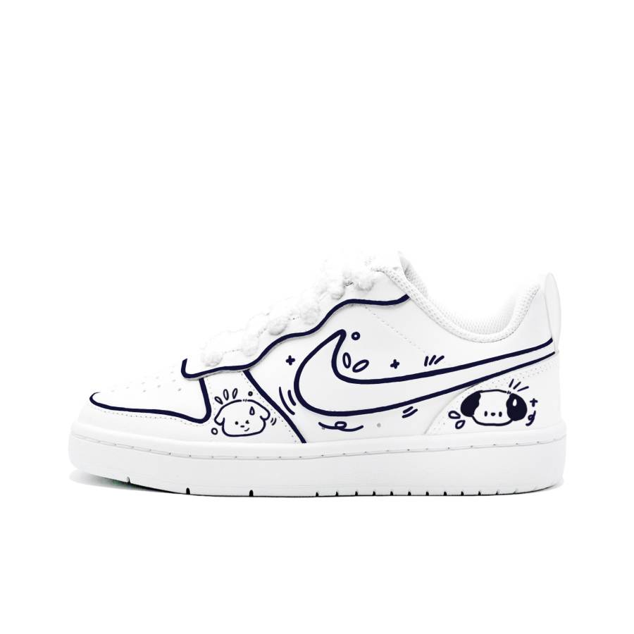 Nike Nike Court Borough Double Dog Tale Leather Low top Kids' Skateboarding Shoes White Unisex