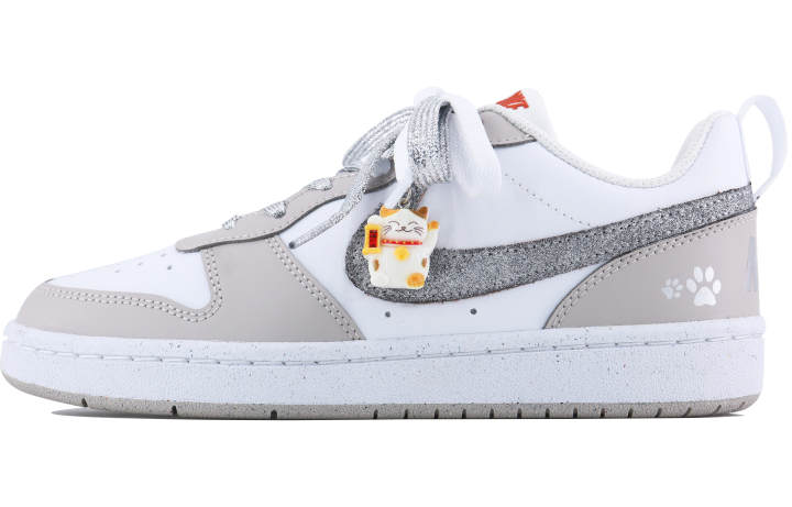 Nike Nike Court Borough ESS Chestnut Cat Low top Kids' Skateboarding Shoes White Gray Silver