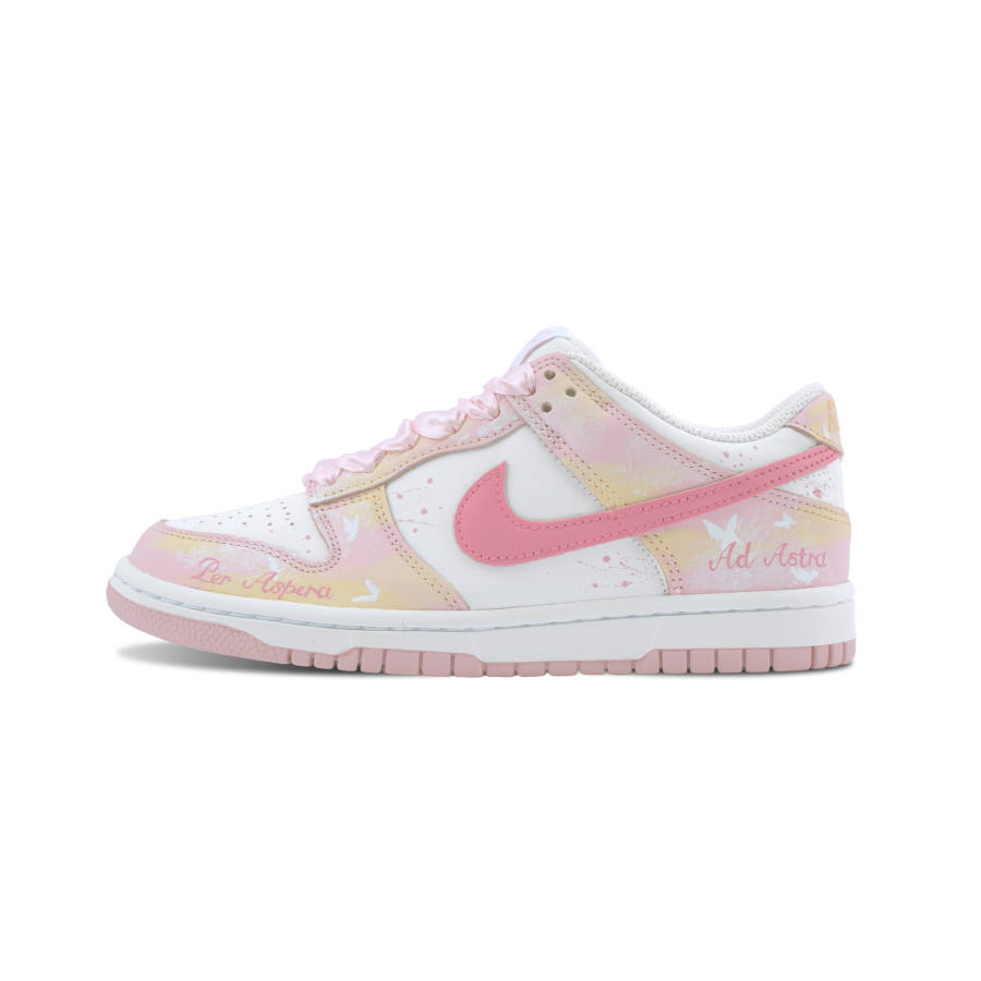 Nike Nike Dunk Remaining Sunset Beauty Abrasion Resistant Low top Kids' Skateboarding Shoes Pink Yellow Unisex