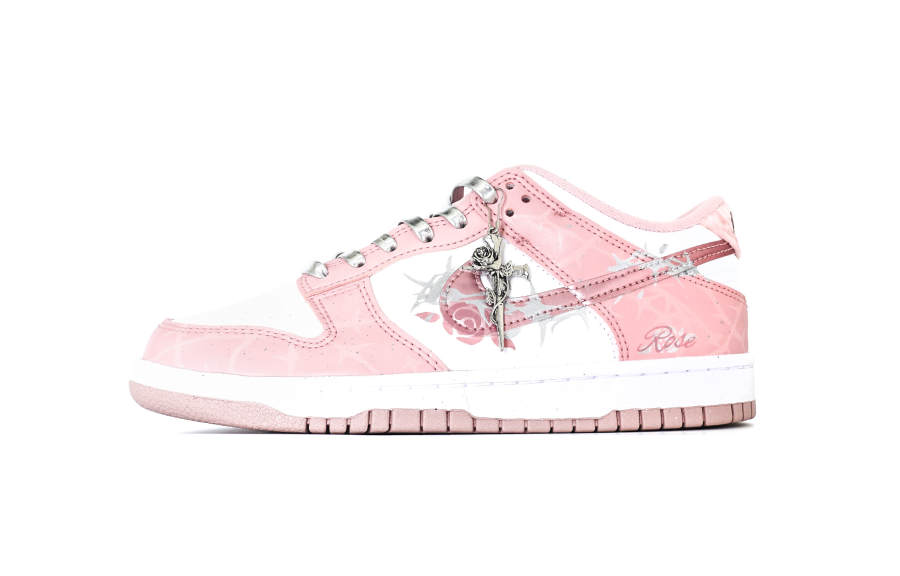 Nike Nike Dunk Pink Velvet Leather Slip Resistant Abrasion Resistant Low top Kids' Skateboarding Shoes Mist Pink Teenagers
