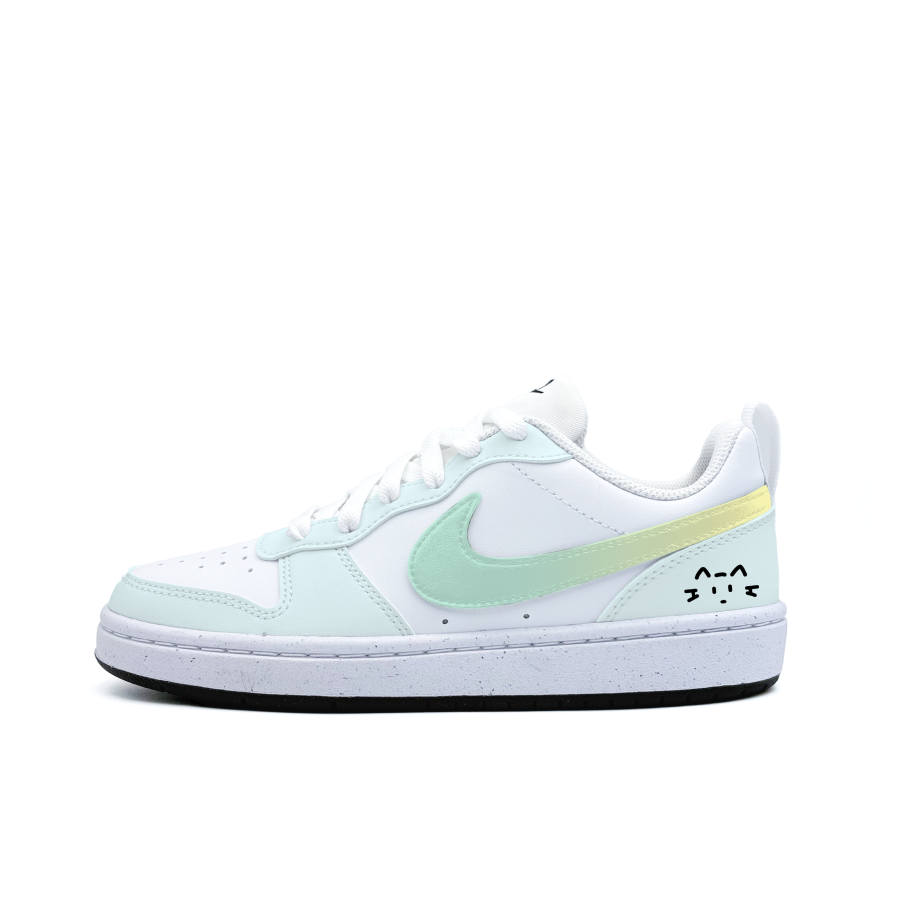 Nike Nike Court Borough Mint Cat Synthetic Leather Abrasion Resistant Low top Skateboard Shoes Black White Teenagers