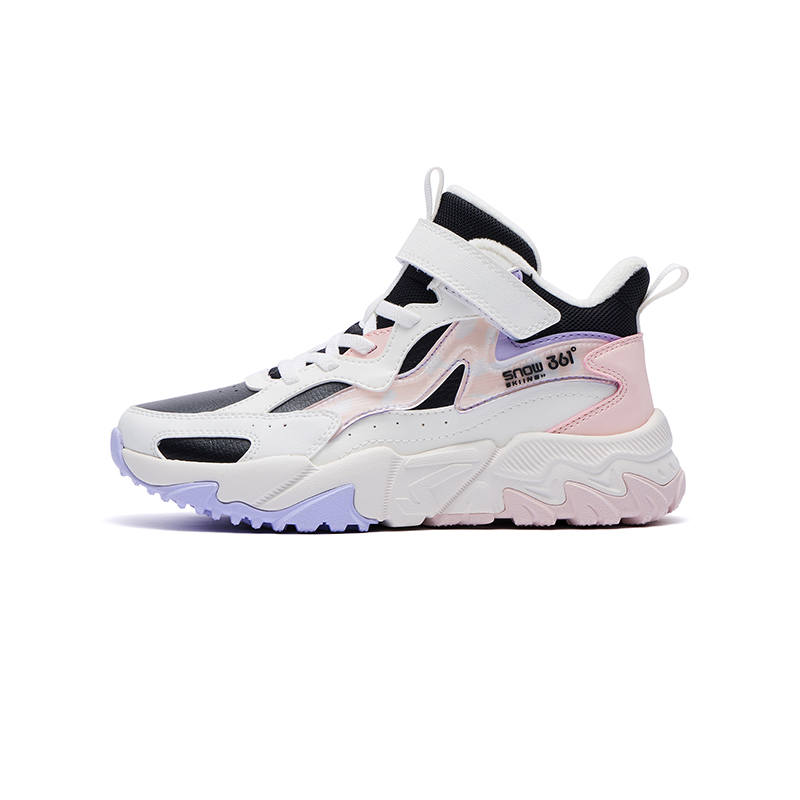 361°KIDS Synthetic Leather Students' Fleece Lined Insulated Shoes Casual Shoes Black White Pink Teenagers