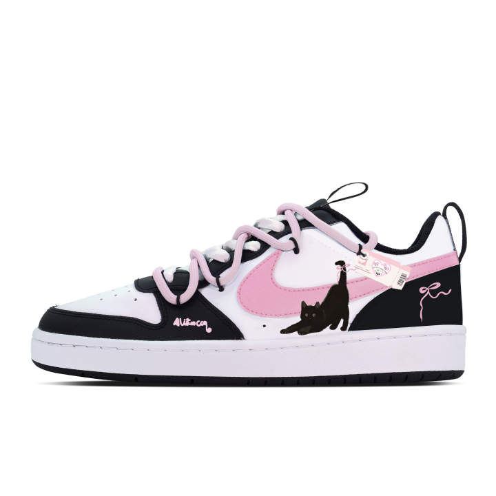 Nike Nike Court Borough Low 2 Synthetic Leather Kids' Skateboarding Shoes Black White Teenagers