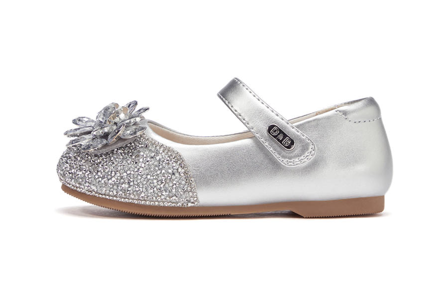 DAVE&BELLA Abrasion Resistant Slip Resistant Abrasion Resistant Slip Resistant Kids' Leather Shoes Crystal Silver
