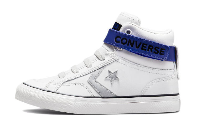 Converse Pro Blaze Strap Casual Abrasion Resistant High top Skateboard Shoes Silver Gray Kids'