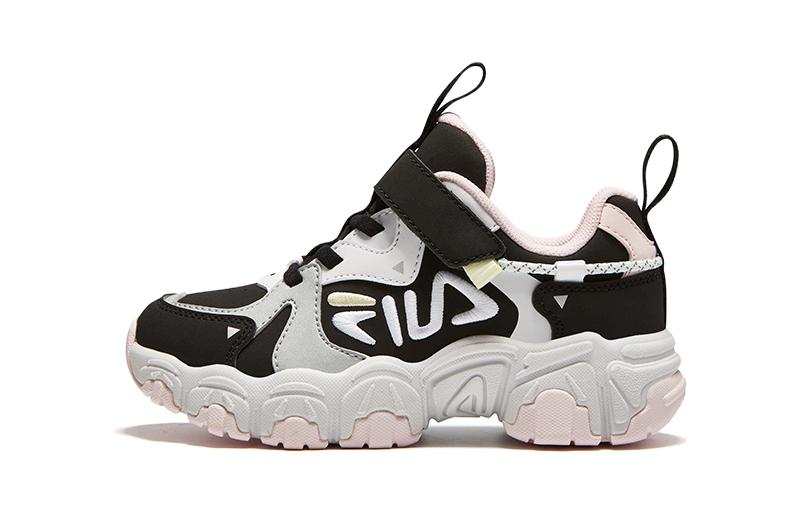 FILA KIDS Cat Paw Comfortable Low top Kids' Running Shoes Black Gray Children Aged 3 7 Years Old