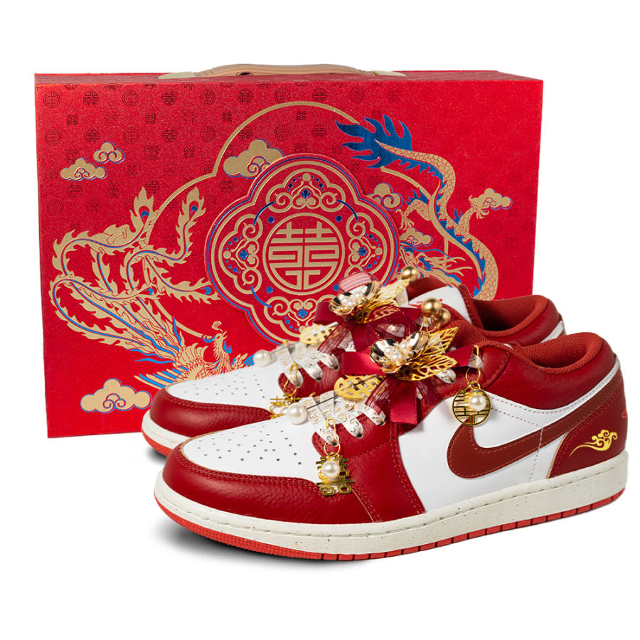 Jordan Jordan Air Jordan 1 Xiuhe Abrasion Resistant Low top Children's Basketball Shoes Red Teenagers