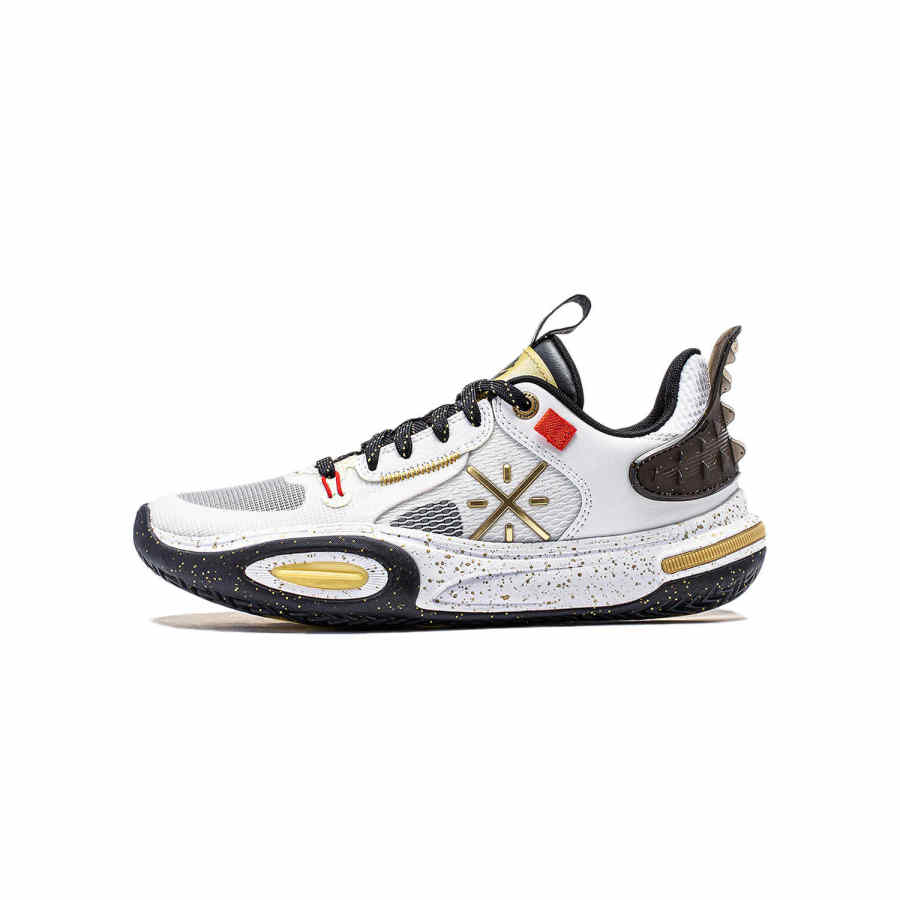 Li-Ning YOUNG Li Ning YOUNG All City 11 Synthetic Leather Low top Basketball Shoes Standard White/Gold Teenagers