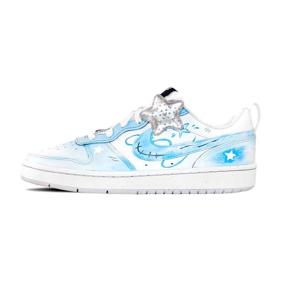 Nike Nike Court Borough Blue Star Badge Leather Slip Resistant Low top Kids' Skateboarding Shoes Sky Blue Teenagers