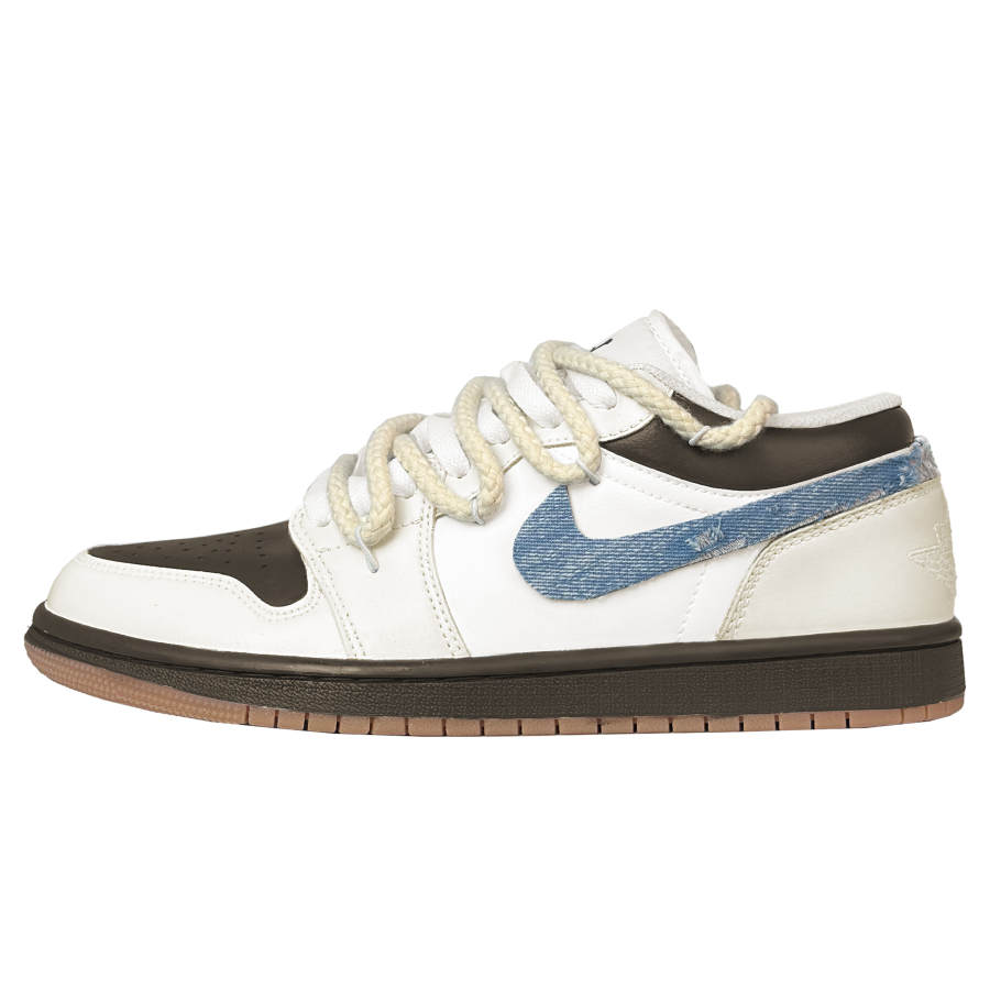 Jordan Jordan Air Jordan 1 Slip Resistant Abrasion Resistant Low top Children's Basketball Shoes Beige Brown Teenagers