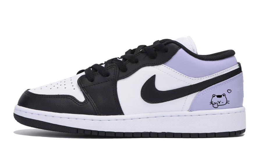 Jordan Jordan Air Jordan 1 Leather Low top Children's Basketball Shoes Black Teenagers