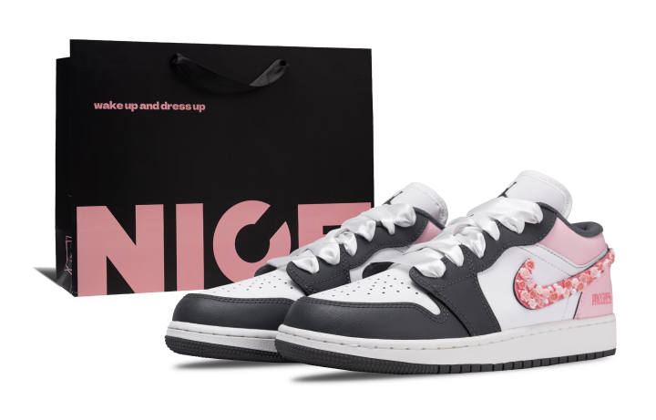 Jordan Jordan Air Jordan 1 Urban Chic Style Rose Synthetic Leather Abrasion Resistant Low top Children's Basketball Shoes Pink
