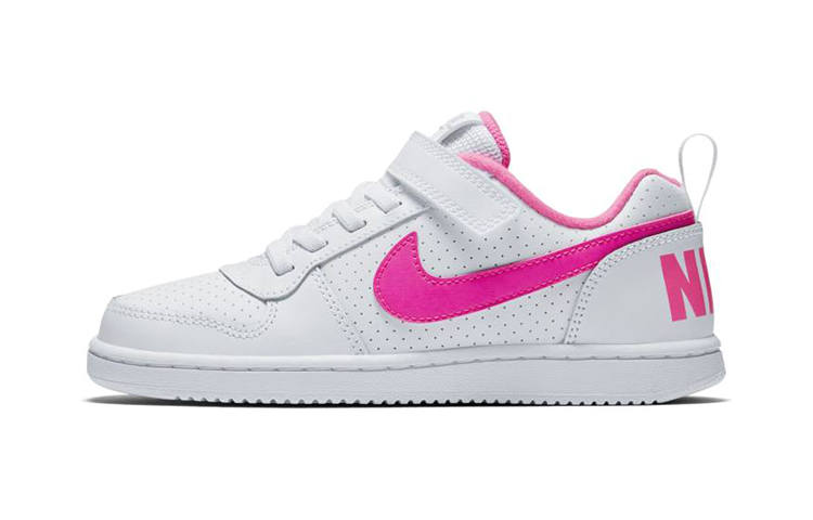 Nike Nike Court Borough Abrasion Resistant Low top Kids' Skateboarding Shoes White Pink Children Aged 3 7 Years Old