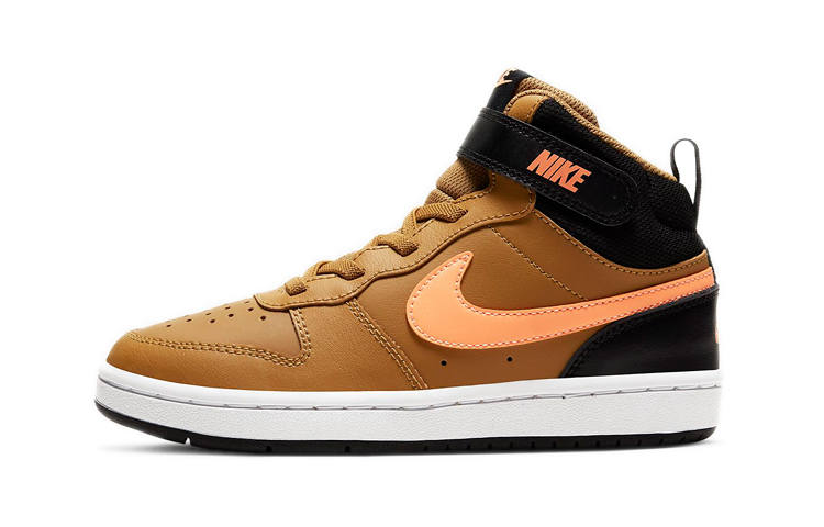 Nike Nike Court Borough Mid 2 Mid top Kids' Skateboarding Shoes Wheat Yellow Children Aged 3 7 Years Old