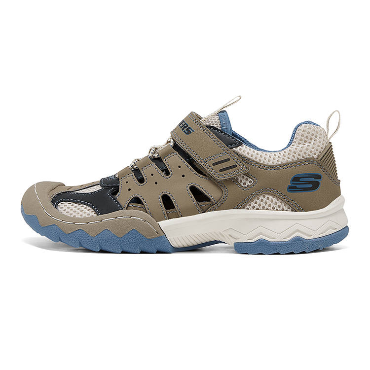 Skechers Kids Mini Body Armor 2.0 Synthetic Leather Low top Sandal Taupe/Blue Kids'
