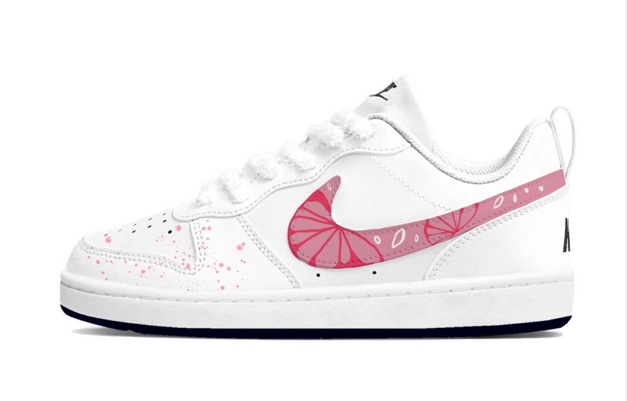 Nike Nike Court Borough Grapefruit Synthetic Leather Low top Kids' Skateboarding Shoes Red Pink White Teenagers