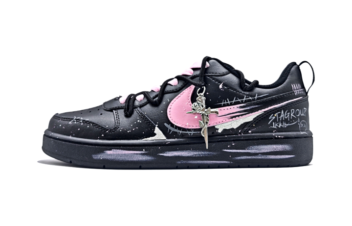 Nike Nike Court Borough Desert Island Rose Synthetic Leather Slip Resistant Abrasion Resistant Low top