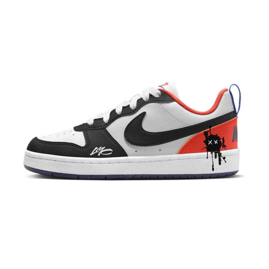 Nike Nike Court Borough Synthetic Leather Slip Resistant Slip Resistant Low top Kids' Skateboarding Shoes Orange Red