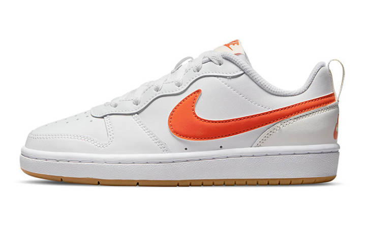 Nike Nike Court Borough 2 Low 2 Slip Resistant Lightweight Cushioning Low top Kids' Skateboarding Shoes White Orange