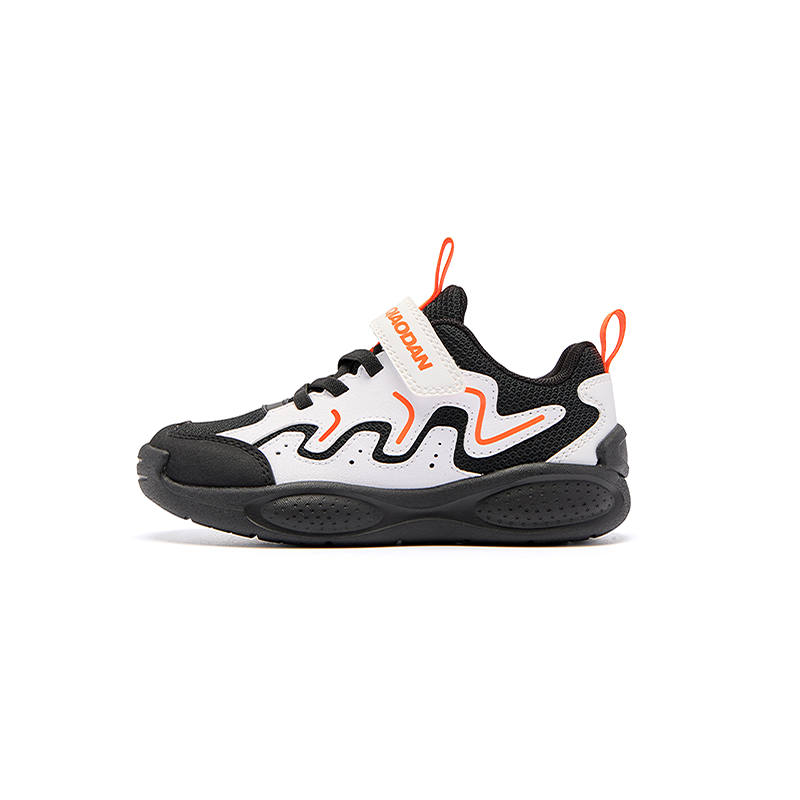 QIAODAN Breathable Lightweight Cushioning Low top Kids' Running Shoes Black/Jordan White Children Aged 3 7 Years Old