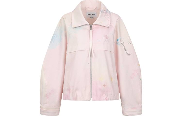 URBAN REVIVO Jackets Women's Dusty Pink Print Stand Collar Moderate Other