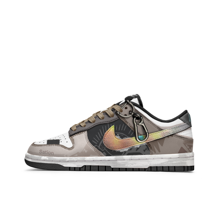 Nike Nike Dunk Sand Dune Slip Resistant Abrasion Resistant Low top Kids' Skateboarding Shoes Brown White Teenagers
