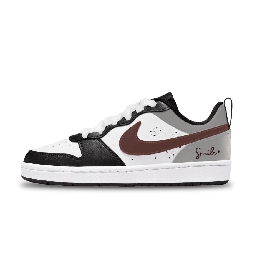 Nike Nike Court Borough Smiling Leather Abrasion Resistant Lightweight Cushioning Low top Kids' Skateboarding Shoes Unisex