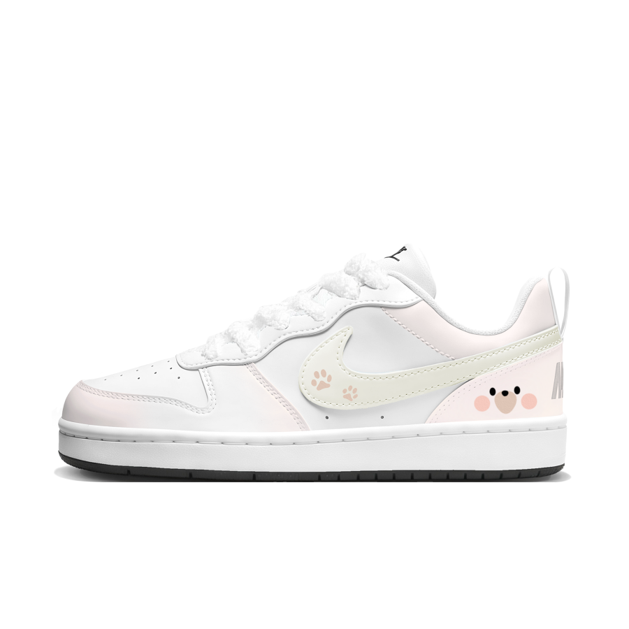 Nike Nike Court Borough Lotso Synthetic Leather Cushioning Abrasion Resistant Low top Kids' Skateboarding Shoes Yellow Pink
