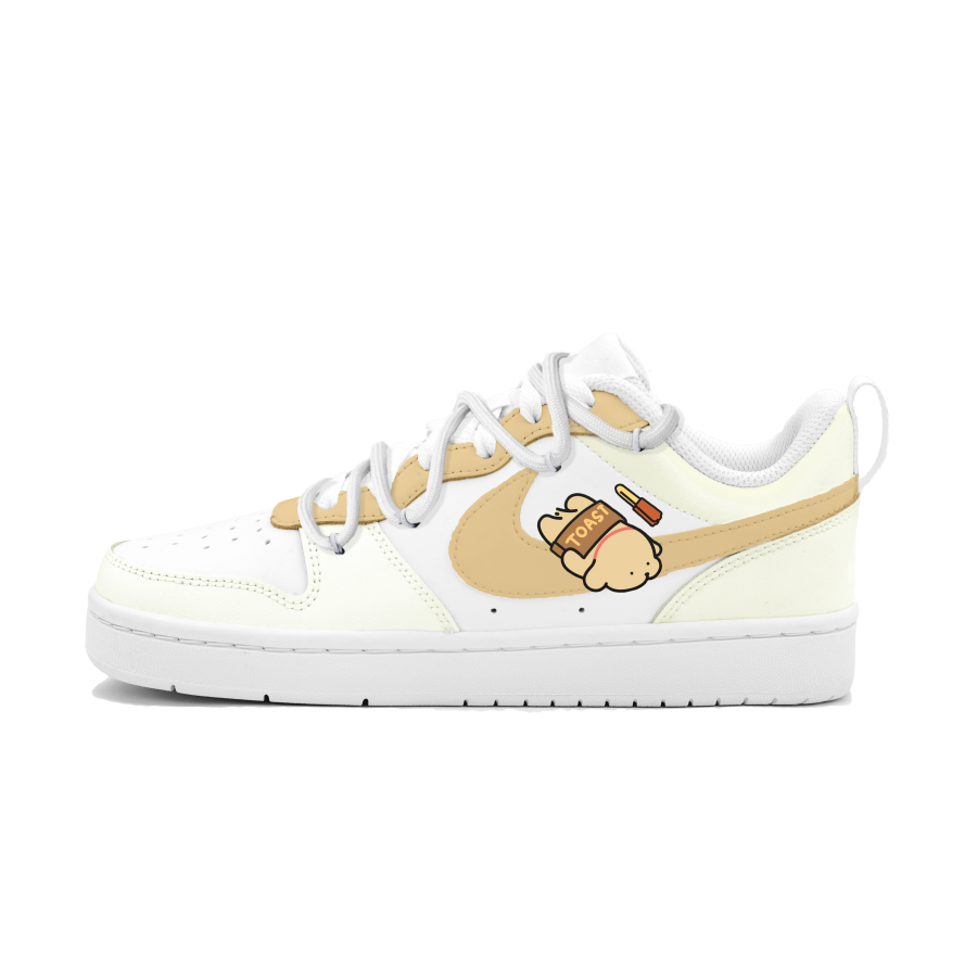 Nike Nike Court Borough Line Dog Slip Resistant And Breathable Low top Kids' Skateboarding Shoes Light Yellow Teenagers