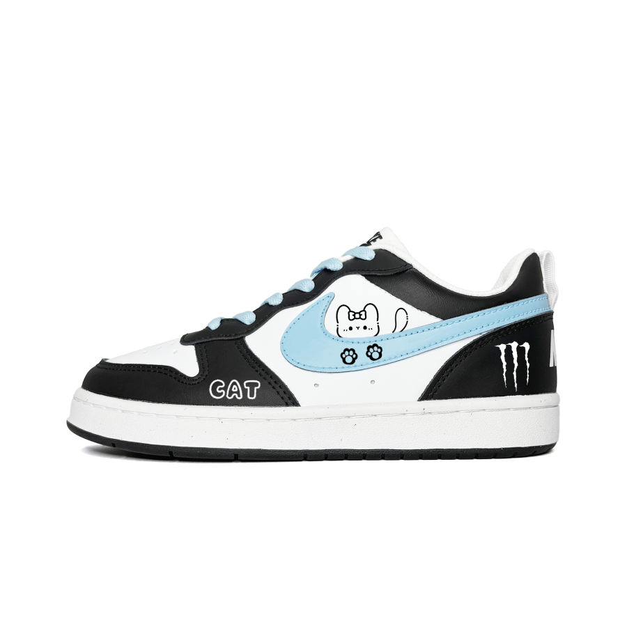 Nike Nike Court Borough Pretentious Cat Slip Resistant Abrasion Resistant Low top Kids' Skateboarding Shoes Blue Black