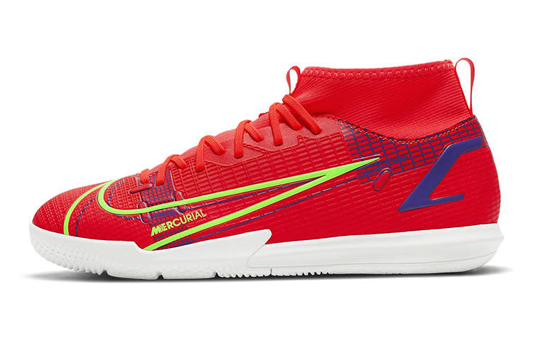 Nike Nike Jr Superfly 8 Assassin 14 Academy IC Slip Resistant Cushioning Abrasion Resistant Mid top Kids' Soccer Shoes Red