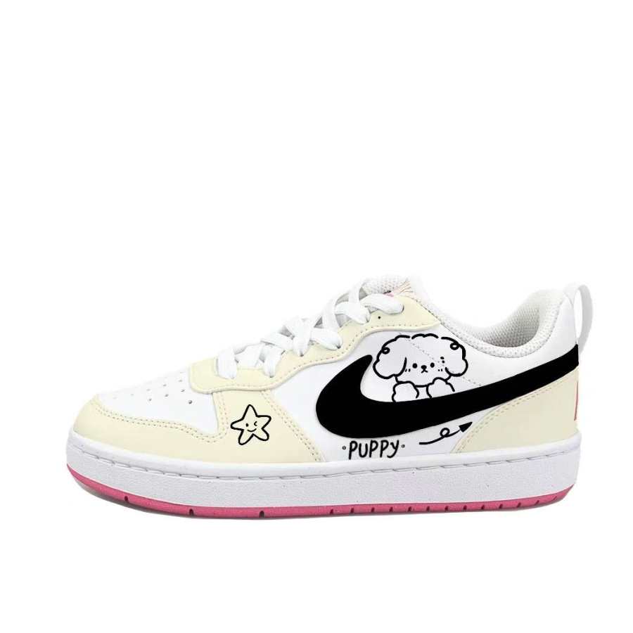 Nike Nike Court Borough Black Pink Soft Low top Kids' Skateboarding Shoes Yellow Pink Teenagers
