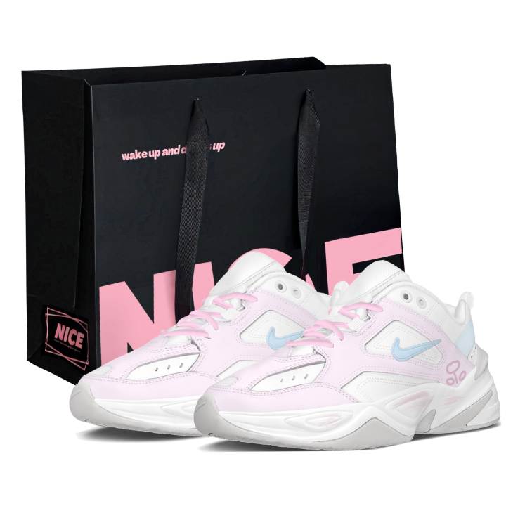 Nike Nike M2K Tekno Strawberry Sweetheart Height Increasing Low top Chunky Sneakers Women's Blue Pink