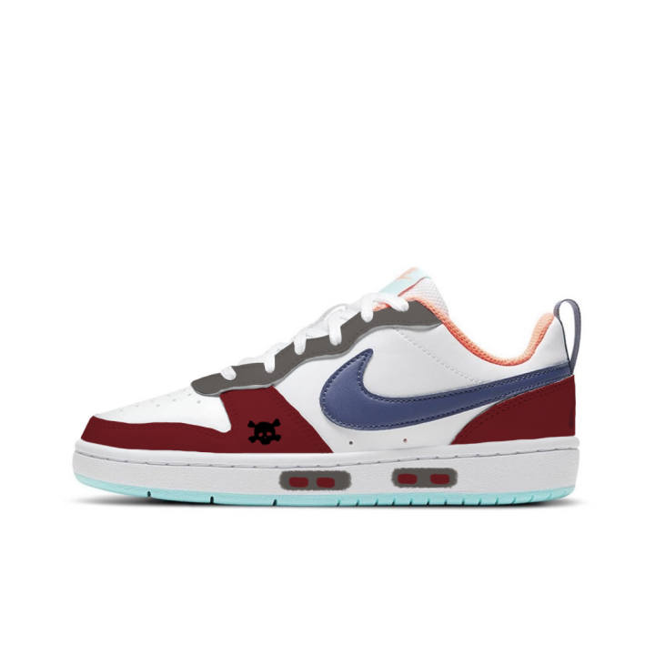 Nike Nike Court Borough 2 Fair Island Synthetic Leather Low top Kids' Skateboarding Shoes White Red Gray