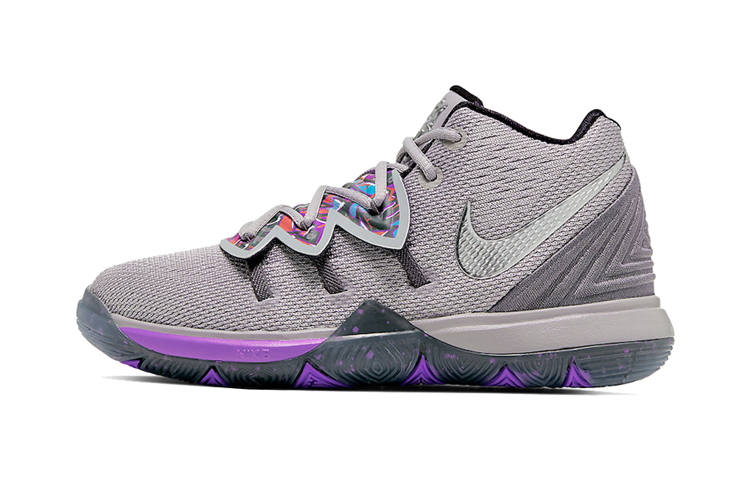 Nike Nike Kyrie 5 Graffiti Irving 5 Mid top Children's Basketball Shoes Gray Purple Children Aged 3 7 Years Old