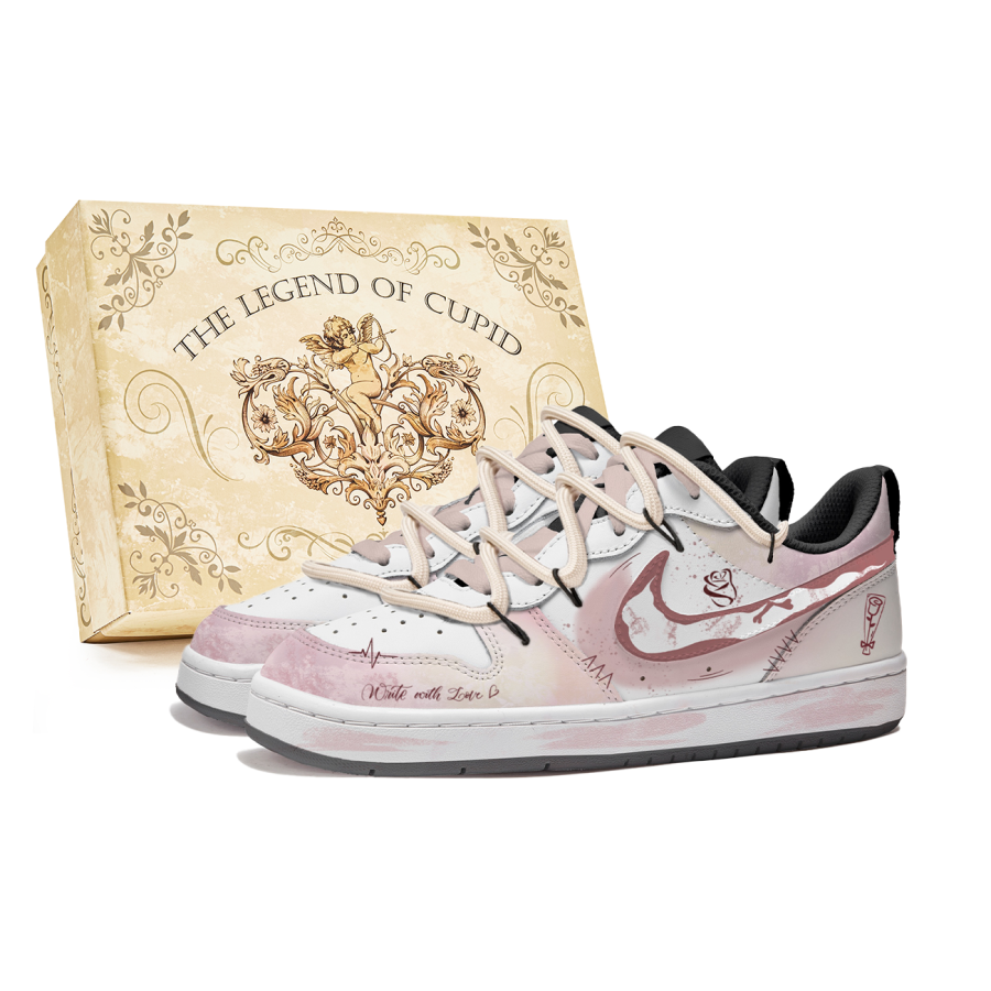 Nike Nike Court Borough Slip Resistant Abrasion Resistant Low top Kids' Skateboarding Shoes Pink White Teenagers